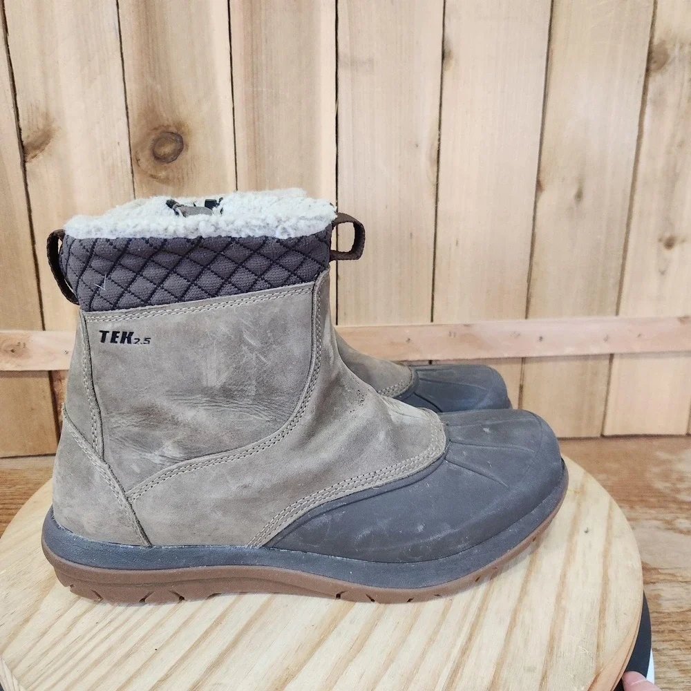 L.L. Bean Storm Chaser Zip 5 Snow Boots Womens 9.5 Brown Nubuck Ankle Winter